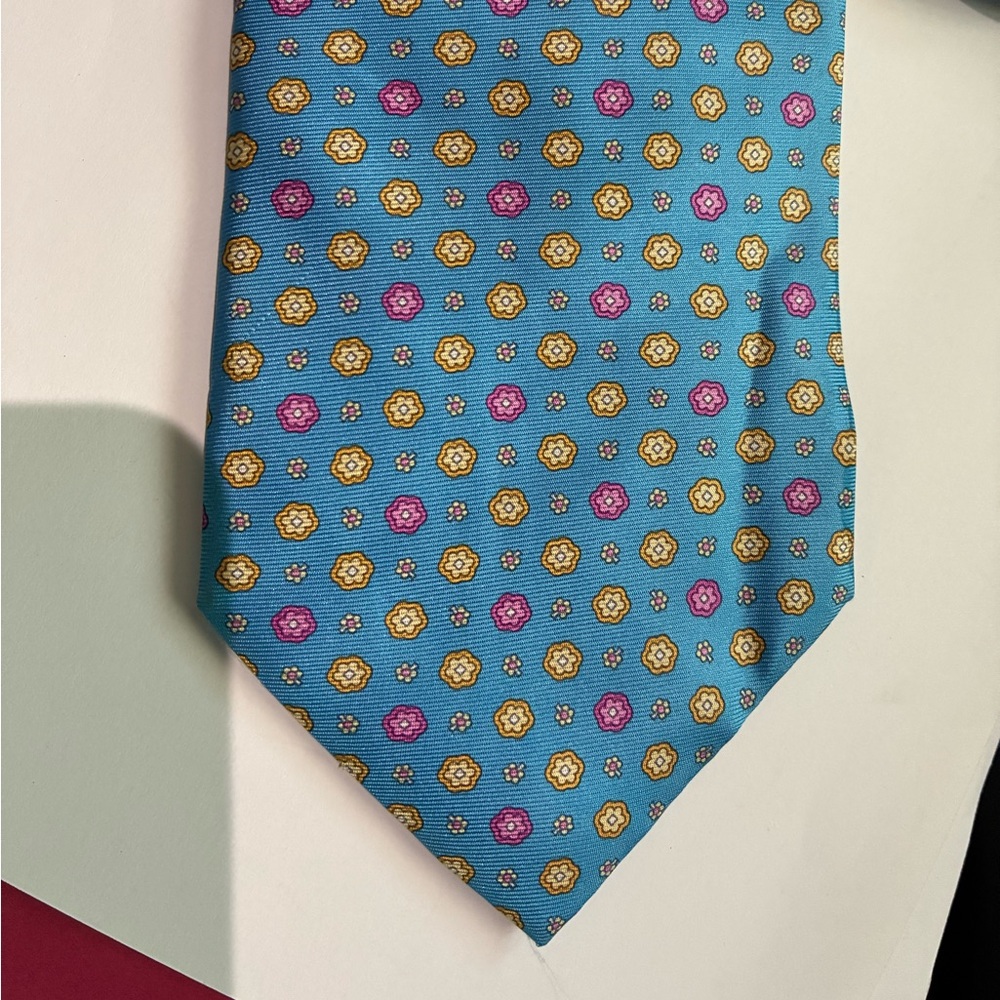 Emisio Tucci Floral Patterned Blue Tie